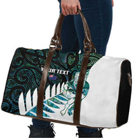 New Zealand Silver Fern Rugby Custom Travel Bag Go All Black Turquoise Maori Paua Shell - Polynesian Pride
