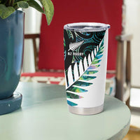 New Zealand Silver Fern Rugby Custom Tumbler Cup Go All Black Turquoise Maori Paua Shell - Polynesian Pride