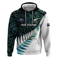 New Zealand Silver Fern Rugby Custom Zip Hoodie Go All Black Turquoise Maori Paua Shell - Polynesian Pride