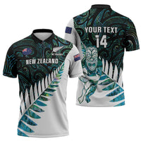 New Zealand Silver Fern Rugby Custom Zipper Polo Shirt Go All Black Turquoise Maori Paua Shell LT14 - Polynesian Pride