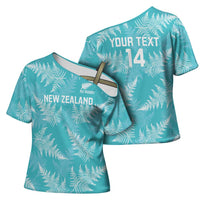 New Zealand Silver Fern Rugby Custom Cross Shoulder Shirt Go Aotearoa Champions Turquoise Version - Polynesian Pride