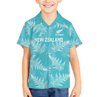 New Zealand Silver Fern Rugby Custom Kid Hawaiian Shirt Go Aotearoa Champions Turquoise Version - Polynesian Pride