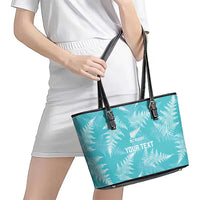 New Zealand Silver Fern Rugby Custom Leather Tote Bag Go Aotearoa Champions Turquoise Version - Polynesian Pride