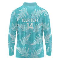 New Zealand Silver Fern Rugby Custom Long Sleeve Polo Shirt Go Aotearoa Champions Turquoise Version - Polynesian Pride