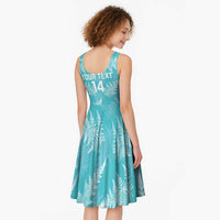 New Zealand Silver Fern Rugby Custom Midi Dress Go Aotearoa Champions Turquoise Version - Polynesian Pride