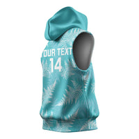 New Zealand Silver Fern Rugby Custom Sleeveless Hoodie Go Aotearoa Champions Turquoise Version - Polynesian Pride