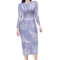 New Zealand Silver Fern Rugby Custom Long Sleeve Bodycon Dress Go Aotearoa Champions Purple Version - Polynesian Pride