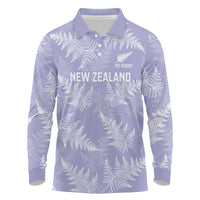 New Zealand Silver Fern Rugby Custom Long Sleeve Polo Shirt Go Aotearoa Champions Purple Version - Polynesian Pride