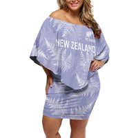 New Zealand Silver Fern Rugby Custom Off Shoulder Short Dress Go Aotearoa Champions Purple Version - Polynesian Pride