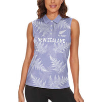 New Zealand Silver Fern Rugby Custom Women Sleeveless Polo Shirt Go Aotearoa Champions Purple Version - Polynesian Pride