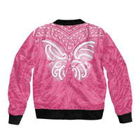 New Zealand Breast Cancer Awareness Bomber Jacket Maori Butterfly Pink Ribbon - Polynesian Pride