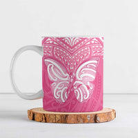 New Zealand Breast Cancer Awareness Ceramic Mug Maori Butterfly Pink Ribbon - Polynesian Pride