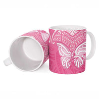 New Zealand Breast Cancer Awareness Ceramic Mug Maori Butterfly Pink Ribbon - Polynesian Pride