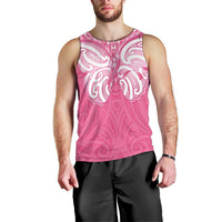 New Zealand Breast Cancer Awareness Men Tank Top Maori Butterfly Pink Ribbon - Polynesian Pride