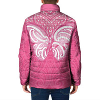 New Zealand Breast Cancer Awareness Padded Jacket Maori Butterfly Pink Ribbon - Polynesian Pride
