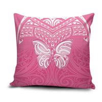 New Zealand Breast Cancer Awareness Pillow Cover Maori Butterfly Pink Ribbon - Polynesian Pride