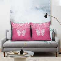 New Zealand Breast Cancer Awareness Pillow Cover Maori Butterfly Pink Ribbon - Polynesian Pride