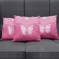 New Zealand Breast Cancer Awareness Pillow Cover Maori Butterfly Pink Ribbon - Polynesian Pride