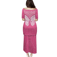 New Zealand Breast Cancer Awareness Puletasi Maori Butterfly Pink Ribbon - Polynesian Pride