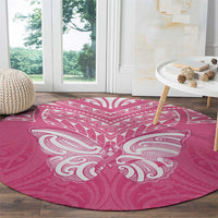 New Zealand Breast Cancer Awareness Round Carpet Maori Butterfly Pink Ribbon - Polynesian Pride
