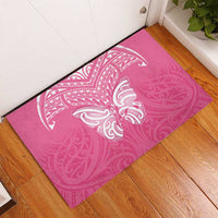 New Zealand Breast Cancer Awareness Rubber Doormat Maori Butterfly Pink Ribbon - Polynesian Pride