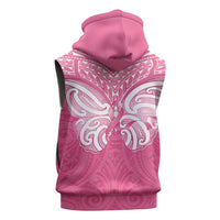 New Zealand Breast Cancer Awareness Sleeveless Zip Hoodie Maori Butterfly Pink Ribbon LT14 - Polynesian Pride