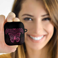 New Zealand Breast Cancer Awareness AirPods Case Maori Butterfly Pink Ribbon Black Version LT14 Black - Polynesian Pride