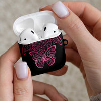 New Zealand Breast Cancer Awareness AirPods Case Maori Butterfly Pink Ribbon Black Version LT14 - Polynesian Pride