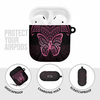 New Zealand Breast Cancer Awareness AirPods Case Maori Butterfly Pink Ribbon Black Version LT14 - Polynesian Pride