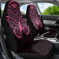 New Zealand Breast Cancer Awareness Car Seat Cover Maori Butterfly Pink Ribbon Black Version - Polynesian Pride