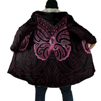New Zealand Breast Cancer Awareness Cloak Maori Butterfly Pink Ribbon Black Version - Polynesian Pride