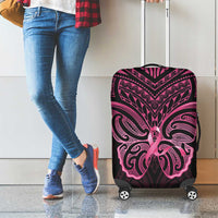 New Zealand Breast Cancer Awareness Luggage Cover Maori Butterfly Pink Ribbon Black Version - Polynesian Pride