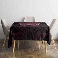 New Zealand Breast Cancer Awareness Tablecloth Maori Butterfly Pink Ribbon Black Version - Polynesian Pride