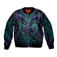 Suicide Prevention New Zealand Bomber Jacket Aotearoa Maori Butterfly Mix Silver Fern - Polynesian Pride