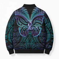 Suicide Prevention New Zealand Bomber Puffer Jacket Aotearoa Maori Butterfly Mix Silver Fern - Polynesian Pride