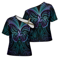 Suicide Prevention New Zealand Cross Shoulder Shirt Aotearoa Maori Butterfly Mix Silver Fern - Polynesian Pride