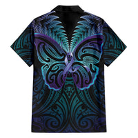 Suicide Prevention New Zealand Family Matching Off The Shoulder Long Sleeve Dress and Hawaiian Shirt Aotearoa Maori Butterfly Mix Silver Fern - Polynesian Pride