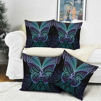 Suicide Prevention New Zealand Pillow Cover Aotearoa Maori Butterfly Mix Silver Fern - Polynesian Pride