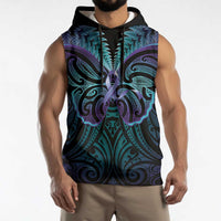 Suicide Prevention New Zealand Sleeveless Hoodie Aotearoa Maori Butterfly Mix Silver Fern - Polynesian Pride