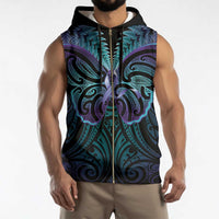 Suicide Prevention New Zealand Sleeveless Zip Hoodie Aotearoa Maori Butterfly Mix Silver Fern LT14 - Polynesian Pride