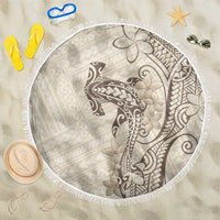 Beige Hawaii Beach Blanket Hammerhead Shark Tattoo Curve Polynesian - Polynesian Pride