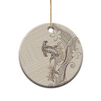 Beige Hawaii Ceramic Ornament Hammerhead Shark Tattoo Curve Polynesian - Polynesian Pride