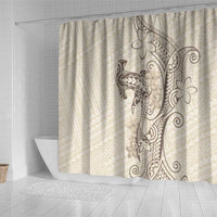 Beige Hawaii Shower Curtain Hammerhead Shark Tattoo Curve Polynesian - Polynesian Pride
