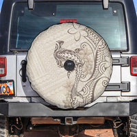 Beige Hawaii Spare Tire Cover Hammerhead Shark Tattoo Curve Polynesian - Polynesian Pride