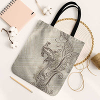 Beige Hawaii Tote Bag Hammerhead Shark Tattoo Curve Polynesian - Polynesian Pride