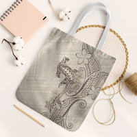 Beige Hawaii Tote Bag Hammerhead Shark Tattoo Curve Polynesian - Polynesian Pride