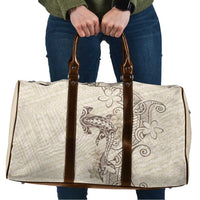 Beige Hawaii Travel Bag Hammerhead Shark Tattoo Curve Polynesian - Polynesian Pride