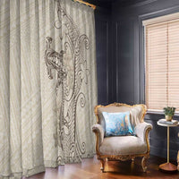 Beige Hawaii Window Curtain Hammerhead Shark Tattoo Curve Polynesian - Polynesian Pride