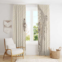 Beige Hawaii Window Curtain Hammerhead Shark Tattoo Curve Polynesian - Polynesian Pride