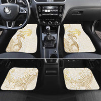 Gold and White Hawaii Car Mats Hammerhead Shark Tattoo Curve Polynesian - Polynesian Pride